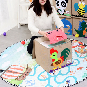 Tùy chỉnh sản phẩm mới ráp bin phòng khách tổ chức Hộp đồ chơi tổ chức có thể gập lại vải lưu trữ hộp - Product Image 2