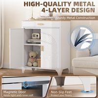 Armoire de rangement en métal moderne à 2 étagères avec tiroir, armoire en acier robuste pour la maison, le bureau, l'hôtel, l'entrée, la cuisine