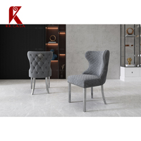 Conception tuftée de haute qualité or argent pieds en acier inoxydable chaise de restaurant cadre en métal chaise de salle à manger en velours