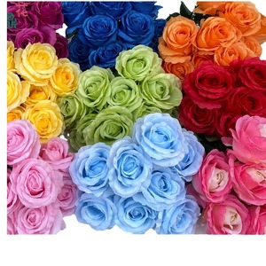 Nueve rosas artificiales Anna, 9 cabezas, 45 cm, flores de seda para decoración de bodas y hogar. - Product Image 2