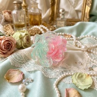 Resin Bunga Peony Artistik Bercahaya Transparan Warna Pink Mint Green Ice Firefly untuk DIY, Hadiah Pernikahan, Dekorasi Kulkas, Hasil Anodisasi Tangan