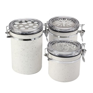 Hot sale 3-Piece kitchen stainless steel Airtight Food storage <b>canister</b> <b>set</b> with Clear Lid - Product Image 1