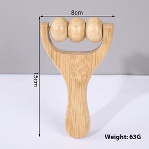Baño de bambú portátil de cuatro ruedas masajeador de baño de cuerpo pequeño herramienta de masaje de bambú de tres cuentas - Product Image 6