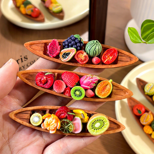 Aimants de réfrigérateur style thaïlandais en forme de bateau de fruits, en résine 3D, motifs fraise, pastèque, kiwi, autocollants magnétiques décoratifs pour la décoration intérieure - Product Image 1