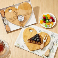 Set Talenan Bambu, Papan Sajian Keju dengan 2 Pisau Stainless Steel, Piring Sajian Kayu untuk Charcuterie, Hadiah Pernikahan