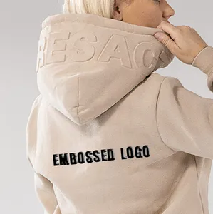 420G 100% Baumwolle Übergroßes Stick logo 3D-Logo-Druck geprägter Hoodie Distressed Thicke ned Fleece Basic Hoodie