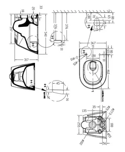 Khách sạn màu trắng tiết kiệm nước gốm tủ quần áo tiêu chuẩn WC Hidden không có vành tường treo nhà vệ sinh