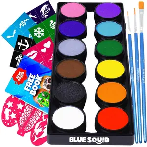 Split Cake Face Paint Palette Peintures Acryliques pour Professionnel Body Art Set Set Paint Brush Set Rainbow Resin Painting MSDS Wood 12ml