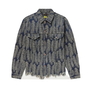 Chaqueta Vaquera Jacquard de Plumas Deshilachadas de Peso Pesado Personalizada para Hombre - Product Image 1
