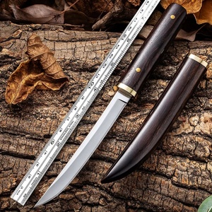 ใบมีดวากิซาชิคุณภาพสูงทำจากเหล็กกล้าไร้สนิม สีดำขนาดเล็ก มีดพกพาแบบปรับแต่งได้ พร้อมปลอกไม้แบบ OEM สำหรับมีดทำเองสำหรับกิจกรรมกลางแจ้ง - Product Image 6