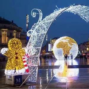 Luar ruangan tahan air grosir 3D LED bingkai kawat Festival Natal pernikahan dekorasi tiang tali jalan lengkungan terowongan Motif cahaya - Product Image 4