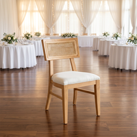 Nouvelle chaise empilable en bois de bouleau et rotin Bjflamingo, chaise de banquet de mariage en bois avec coussin de siège amovible