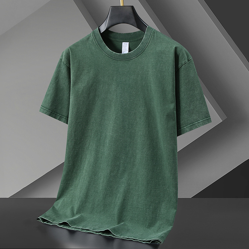 T-shirt vert gazon 260g (délavé et usé)