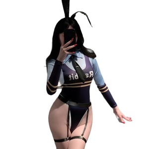 Lingerie sexy Rabbit Hot Midnight, uniforme de capitaine féminin à entrejambe ouvert, sans besoin de retirer, pour un désir pur et sexy, grande taille - Product Image 4