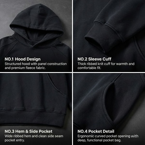 ผู้ผลิตขายส่งเสื้อฮู้ดดี้สไตล์ฮิปฮอปผู้ชายทรงโอเวอร์ไซส์ ผู้จัดจำหน่ายยอดนิยม ผ้าคอตตอนหนา 460 กรัม ป้องกันรอยยับ เสื้อฮู้ดดี้สตรีทแวร์ - Product Image 2