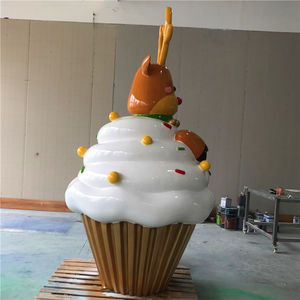 Decorazione di natale all'aperto gigante decorativo in fibra di vetro statua Cupcake con <span class=keywords><strong>alce</strong></span> - Product Image 2