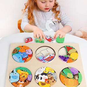 Vente en gros 3D Puzzle en bois Blocs de construction Cognitif Animal Fruit Traffic Puzzles pour enfants Jouets éducatifs et cadeaux - Product Image 3