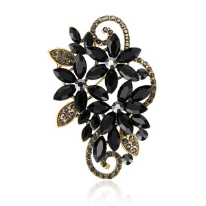 Broche de Flor para o Peito Feminino Banhado a Ouro com Cristais Incrustados em Liga, Estilo Europeu Americano de Alta Qualidade, Elegante e Sofisticado - Lançamento Quente - Product Image 1
