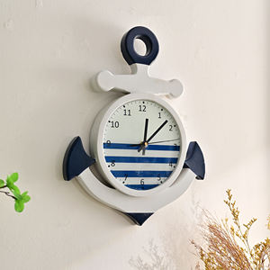 Reloj de Pared Rústico de Cuarzo para Decoración del Hogar, Diseño de Ancla Oceánica, Estilo Still Life, de Madera, con Agujas, Funciona con Batería, 30 mm - Product Image 2