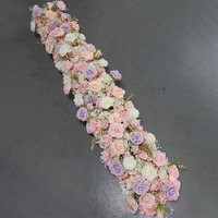 Chemin de table floral artificiel de luxe en fausse soie sur mesure pour la décoration de scène de mariage, de fête ou d'événement