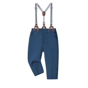 Catpapa Ensemble 4 pièces pour garçons : Gilet, chemise imprimée croix, nœud papillon et pantalon à bretelles rayé – Tenue de cérémonie pour mariage - Product Image 5