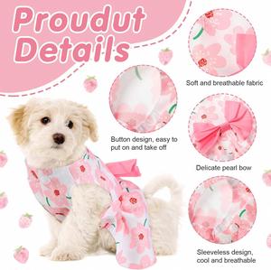 Ropa para Perros, Vestidos Florales para Perritas, Vestidos de Princesa con Lazo para Mascotas, Ropa Linda de Verano para Perritas Yorkie - Product Image 5