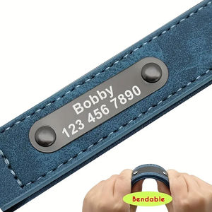 Kunden spezifisches verstellbares benutzer definiertes Pu-Leder halsband mit Namens-ID-Tags <span class=keywords><strong>Husky</strong></span> Alaska Kleines großes Hundewelpen-Hunde halsband - Product Image 4