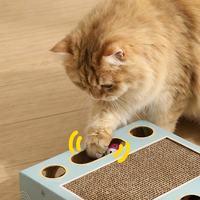 Boîte à gratter multifonctionnelle pour chat, jouet interactif Whack-A-Mole pour chat avec griffoir en carton ondulé et boule à clochette