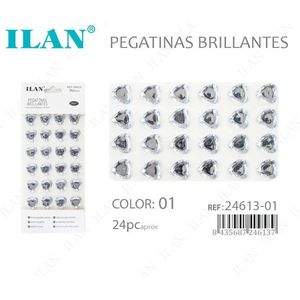 Adesivi con strass a forma di cuore Ilan bianchi 18 mm circa 24 pezzi - Product Image 1