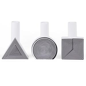 Moderne nordische einfache schwarze weiße Tischplatte Porzellan geometrische Vase Keramik für Wohnkultur - Product Image 4