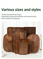 Plateau de service de luxe en bois de noyer noir avec poignées, durable et écologique, grand plateau pour décoration de table basse, assiette de fête