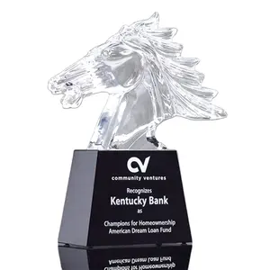 Trofeo de cabeza de caballo de cristal, Mustang Liuli, para premios de cooperación comercial VIP