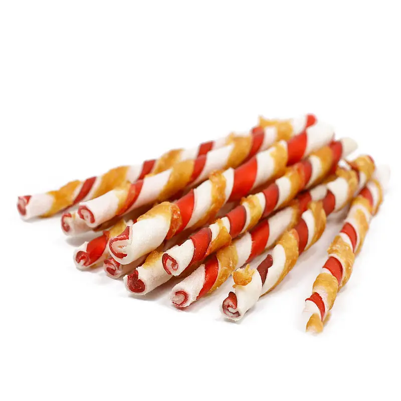 Nhà Cung Cấp Chó Treats Rawhide Stick Wrap Gà Vịt 12Cm 10-12G Làm Sạch Và Xay Răng Tất Cả Tự Nhiên Dog Treat