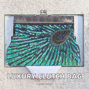 Luxury Women's Evening Clutch <b>Bag</b> Unique <b>Sequins</b> Beaded Wedding Bridal Party Prom Purse Tote Handbag Tanjing - Product Image 2