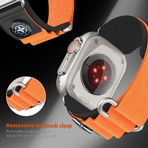 Apple Watch 울트라 <span class=keywords><strong>2</strong></span> 밴드 시리즈 10 9 8 7 6 49mm 45mm 46mm 44mm 용 견고한 전술 나침반 폴리에스터 와이드 나일론 루프 스트랩 - Product Image 4