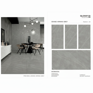 Azulejo de suelo de porcelana duradero de 600x1200mm, aspecto de mármol de cuerpo completo, acabado brillante, estilo de diseño moderno para paredes interiores de 5mm - Product Image 1