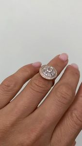Anillo de Compromiso APRICOT JEWELS con Diamante Cultivado en Laboratorio de 3CT, Corte Redondo, Chapado en Oro de 14K, Estilo Hiphop, Joyería Fina de Lujo para Mujer - Product Image 4