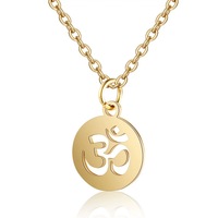 Collier pendentif symbole Om Yoga en acier inoxydable, chaîne ras du cou avec symbole hindou Om Shiva, bijou amulette vintage