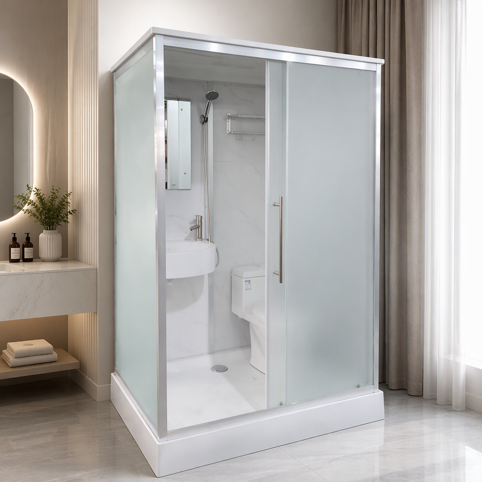 Generic Hotel Layout Prefab Modern Bathroom Integrated Shower Room Tempered Glass Frame ...