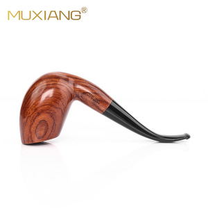 Muxiang Wooden Smoking Pipe Bent Type 9mm Filter Acrylic Mouthpiece Solid Rosewood Pipe Tobacco Pipe Personal Gift - Product Image 4