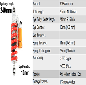 Amortisseur universel de moto, pièce de moteur avec Suspension arrière, pour Honda MSX125 MSX 240 SF <span class=keywords><strong>Benelli</strong></span> nt 260 <span class=keywords><strong>125</strong></span>, 125mm, 135mm - Product Image 6