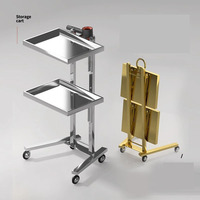 Vente en gros Plateau en acier inoxydable Chariot mobile pour salon de coiffure professionnel en or Beauté