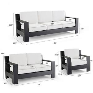 Muebles de hotel Aluminio cepillado Metal moderno Jardín Muebles de exterior Sofá con cojín - Product Image 2
