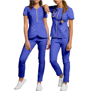 사용자 정의 살롱 유니폼 튜닉 여성 스파 유니폼 V 컷 스파 살롱 유니폼 짧은 소매 - Product Image 5