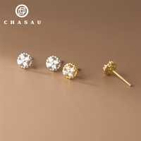 Profession eller Hersteller 1mm CZ Zirkon S925 Sterling Silber Mini Disc Cross Kleine Blume Süße Ohr stecker für Frauen