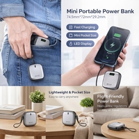 Mini batterie externe portable étanche 10000mAh avec charge rapide Type-C PD 22.5W, câble intégré et écran LED