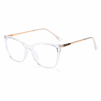 Lunettes de vue œil-de-chat à grande monture en acétate avec branches en métal doré et détails scintillants, style affirmé, vente en gros