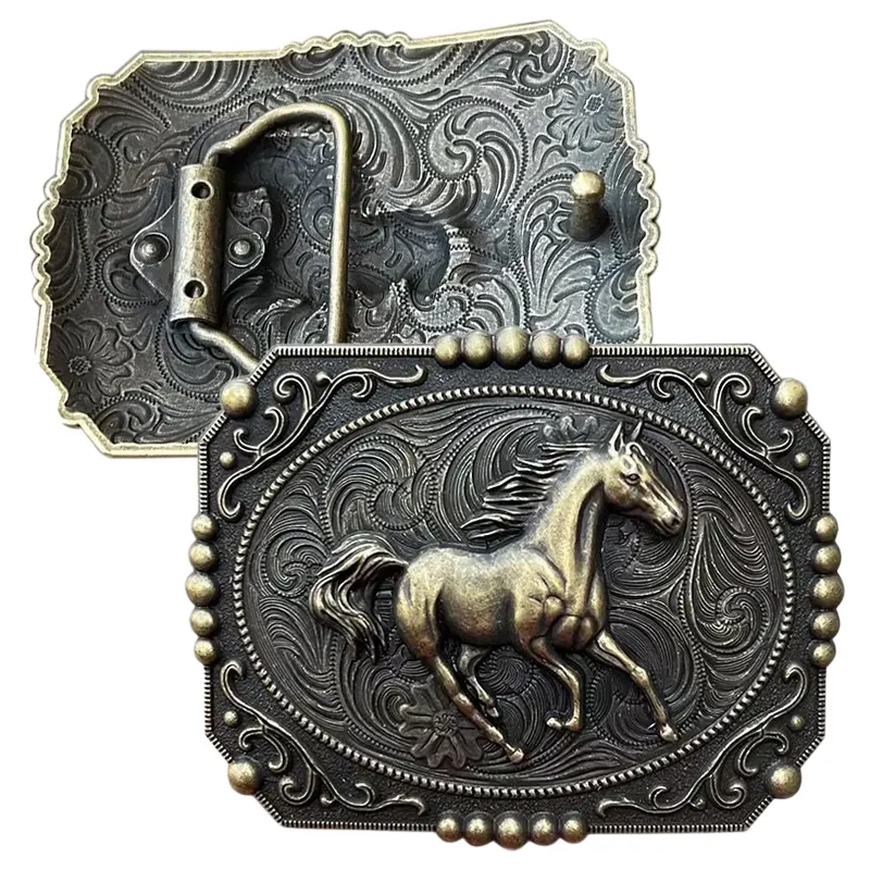 Hebilla de cinturón occidental con placa de vaquera de metal a la moda de colores personalizados con diamantes de imitación para correa