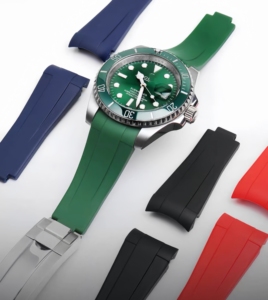 Correa de <span class=keywords><strong>reloj</strong></span> de caucho FKM de lujo con extremo curvado de 20 mm para Rolex GMT <span class=keywords><strong>Daytona</strong></span> Submariner, correa de repuesto. - Product Image 1