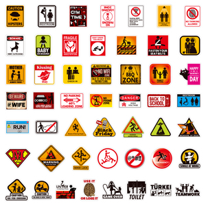 Paquete de 50 <span class=keywords><strong>Pegatinas</strong></span> de Señalización <span class=keywords><strong>para</strong></span> Motocicleta, Coche, Maleta, Portátil, <span class=keywords><strong>Pegatinas</strong></span> de Advertencia de Vinilo Impermeables Personalizadas - Product Image 2